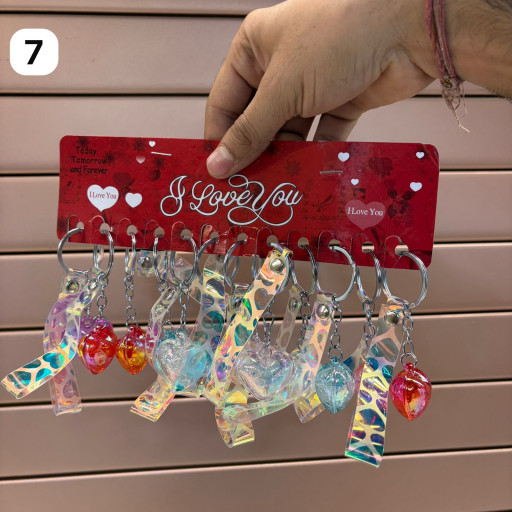Holographic Strap Heart Keychain (Premium Fancy Key Holder)