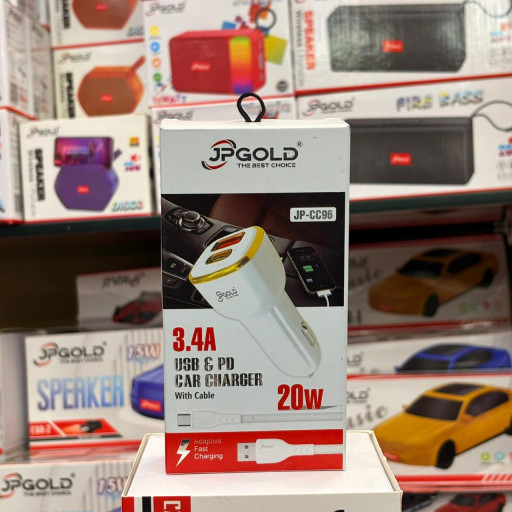 JP GOLD JP-CC96 USB & PD Fast Car Charger With Cable [1Y]