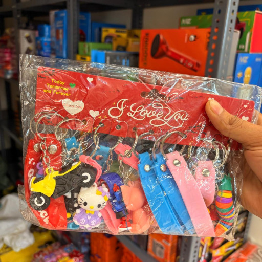 Assorted Cartoon & Silicone Strap Keychain Collection