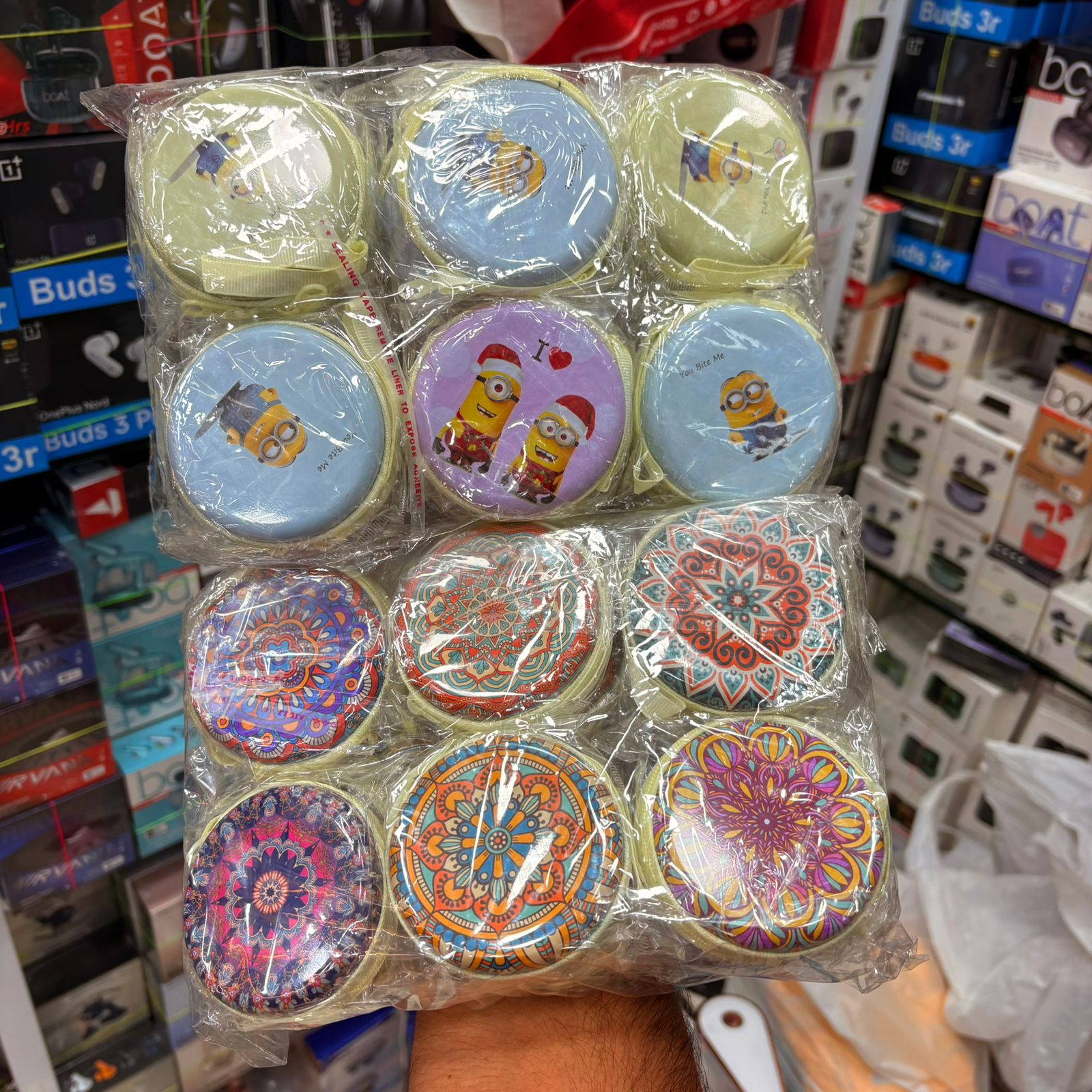 Round Earphone Storage Box (Cartoon Print)