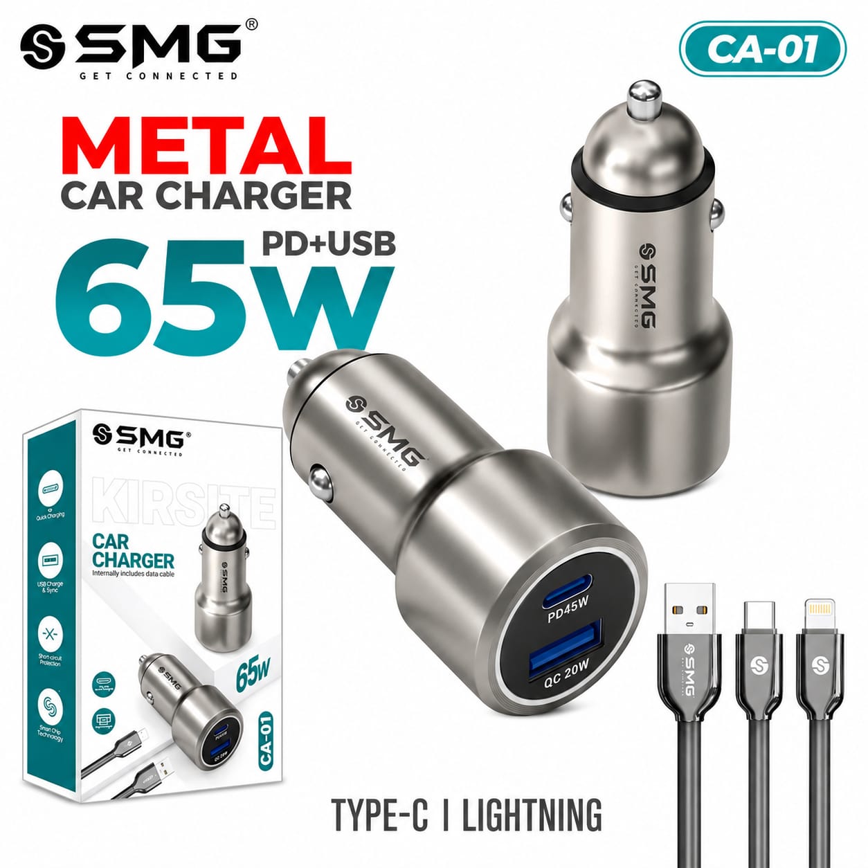 SMG CA01 iPhone 68W  Metal Car Charger