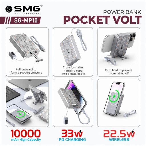 SMG MP10 10000 MAH Megsafe Powar Bank 6M Warranty