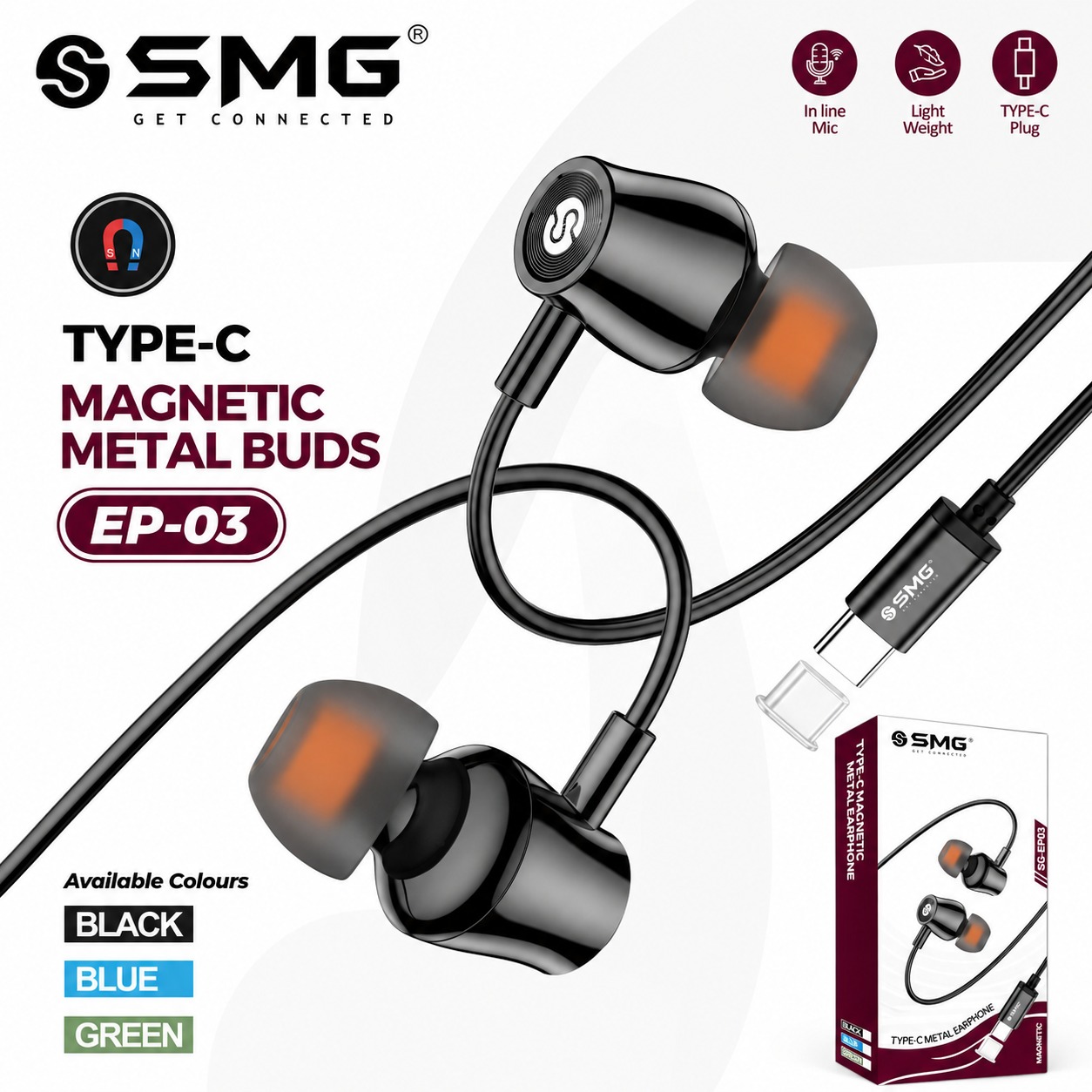 SMG EP03 Type c Metal Megnetic Earphone