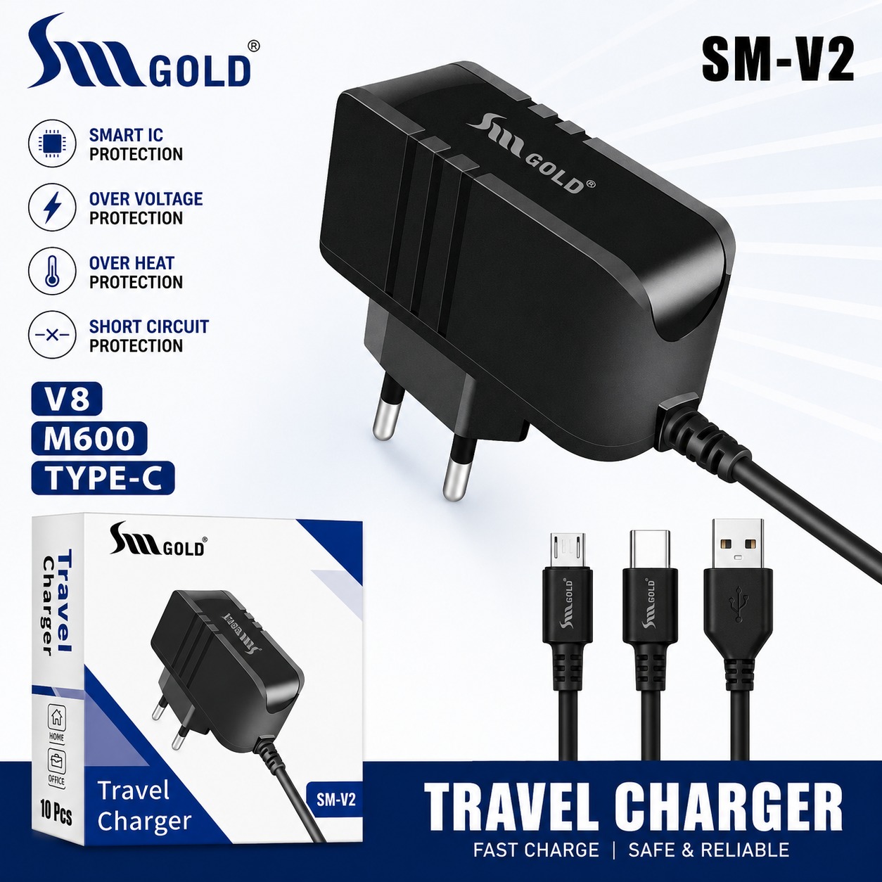 SM V2 Sm Gold M600 Keypad Mobile Charger (1 Year Warranty)