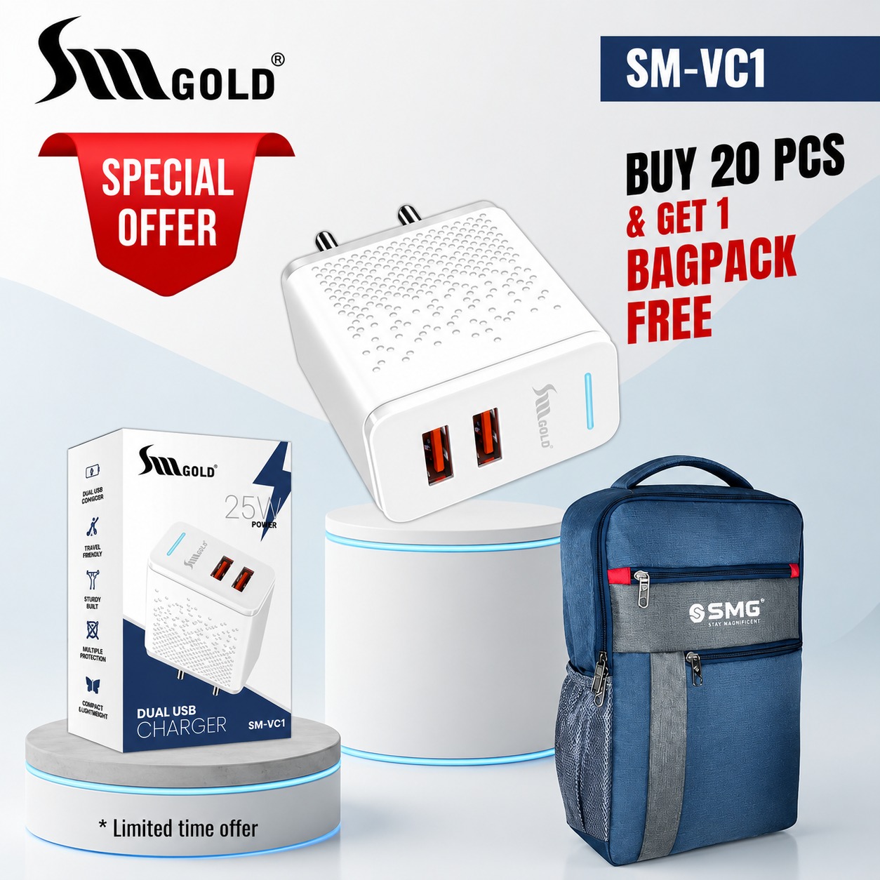 SM VC1 Sm Gold Type c Charger 1Y Warranty