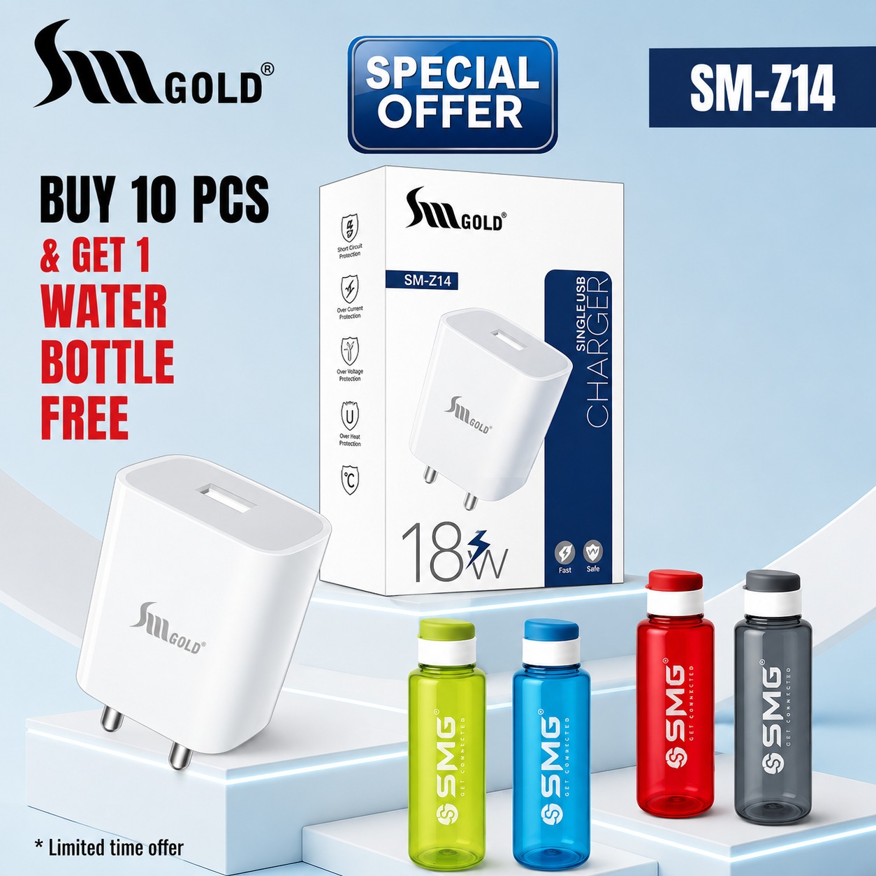 SM GOLD Z14 18W Type c  Mobile Charger 1Y Warranty