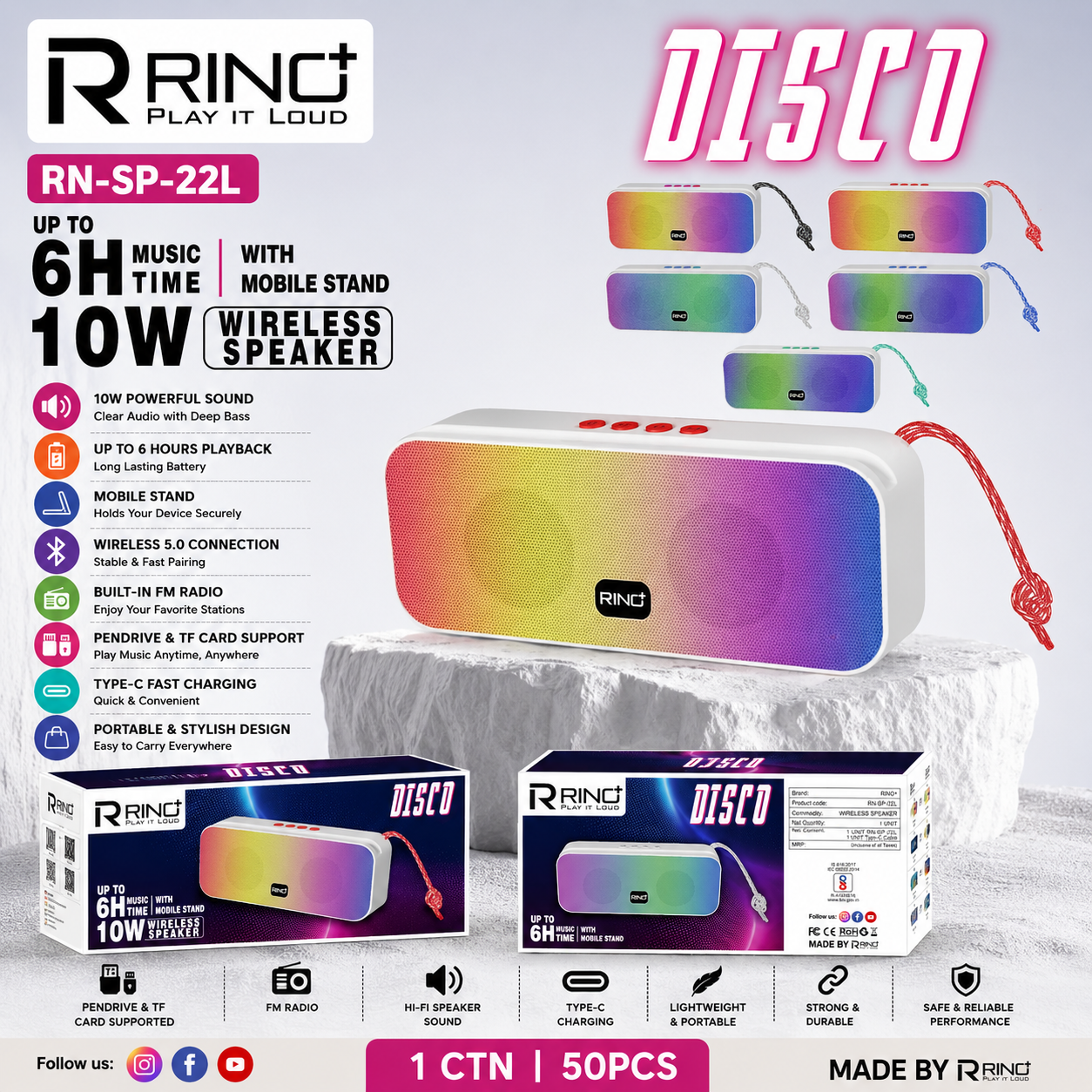 RINO Plus DISCO  Wireless Bluetooth Speaker