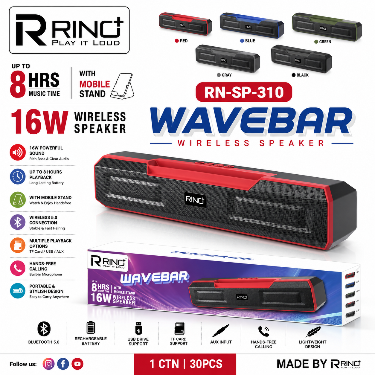RINO Plus WAVEBAR Wireless Bluetooth Speaker