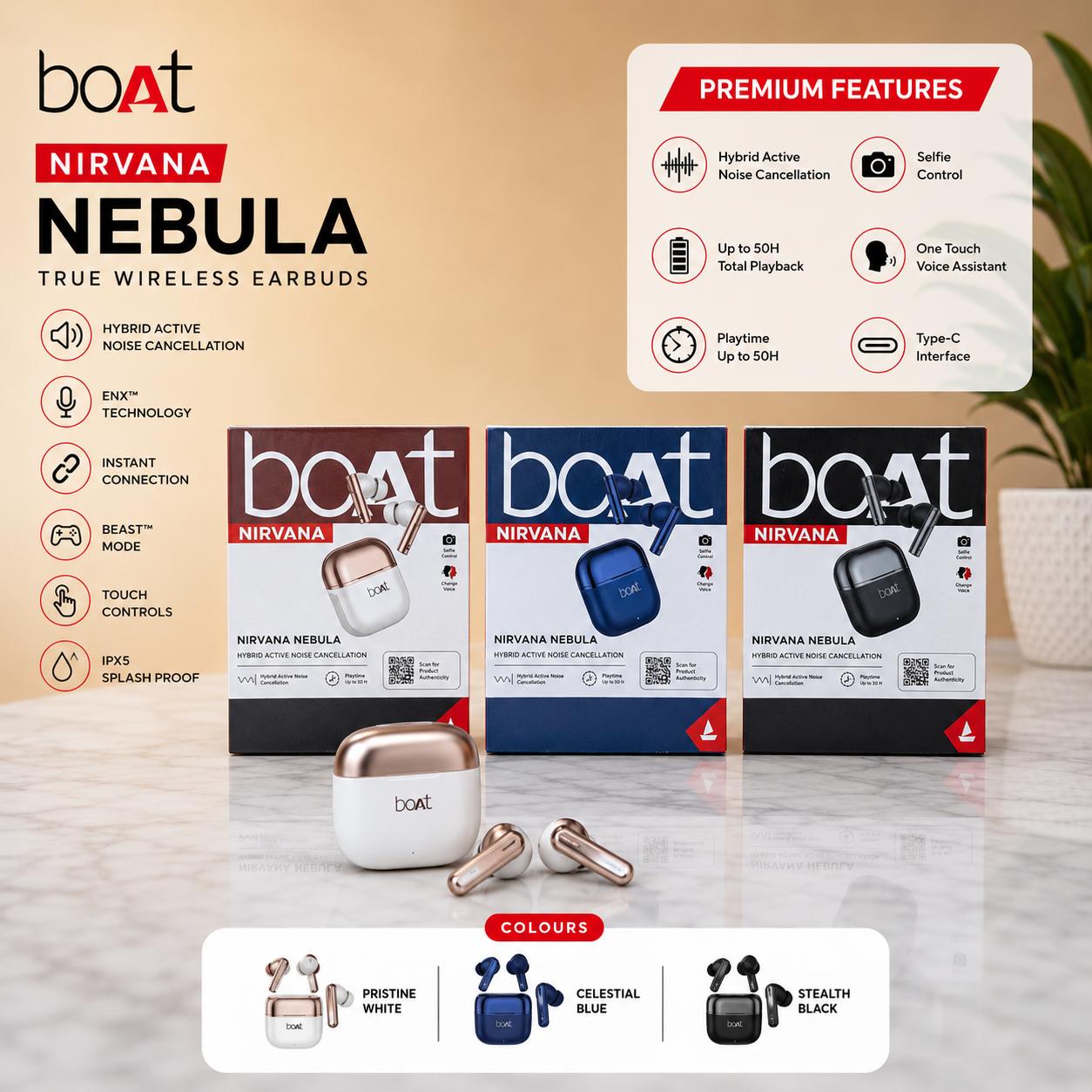 BOAT NIBULA Ear Buds Hard Packing