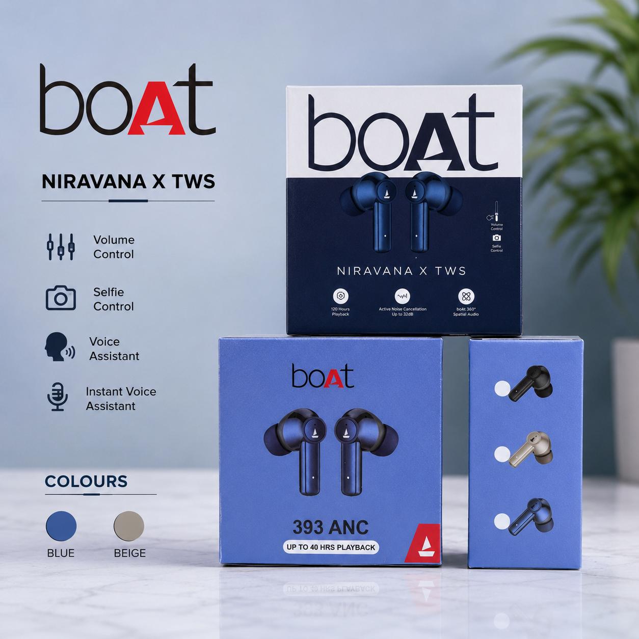 BOAT NIRVANA 393 ANC Ear Buds Hard Packing