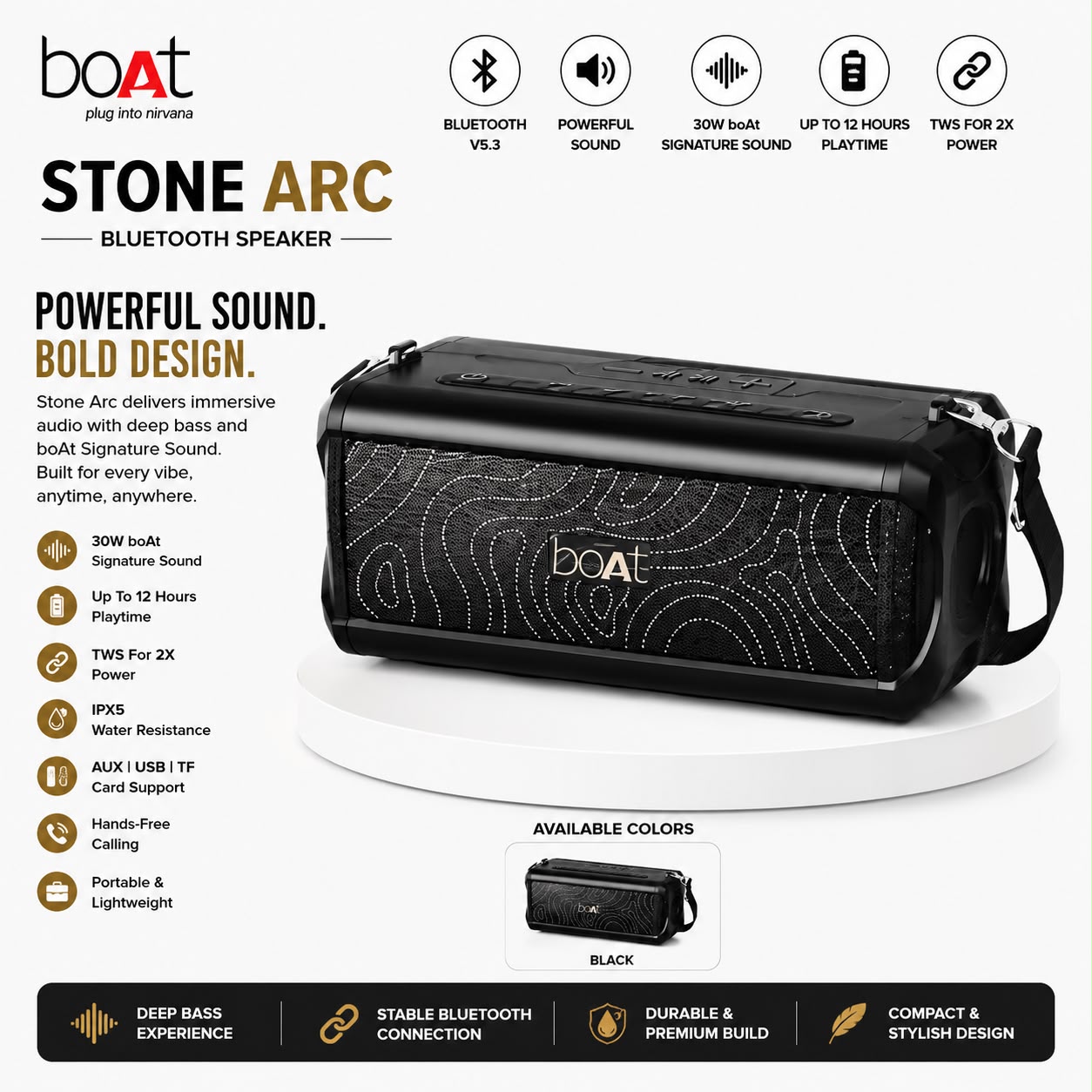Boat Stone ARC Porteble Wireless Bluetooth Speaker High Quality