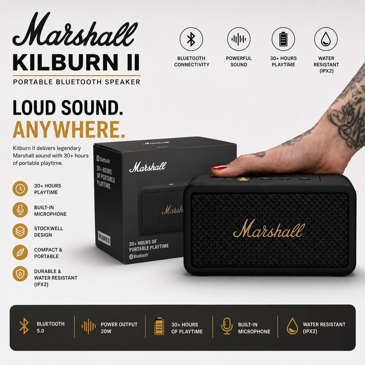 Marshall Kilburn II Wireless Bluetooth Speaker