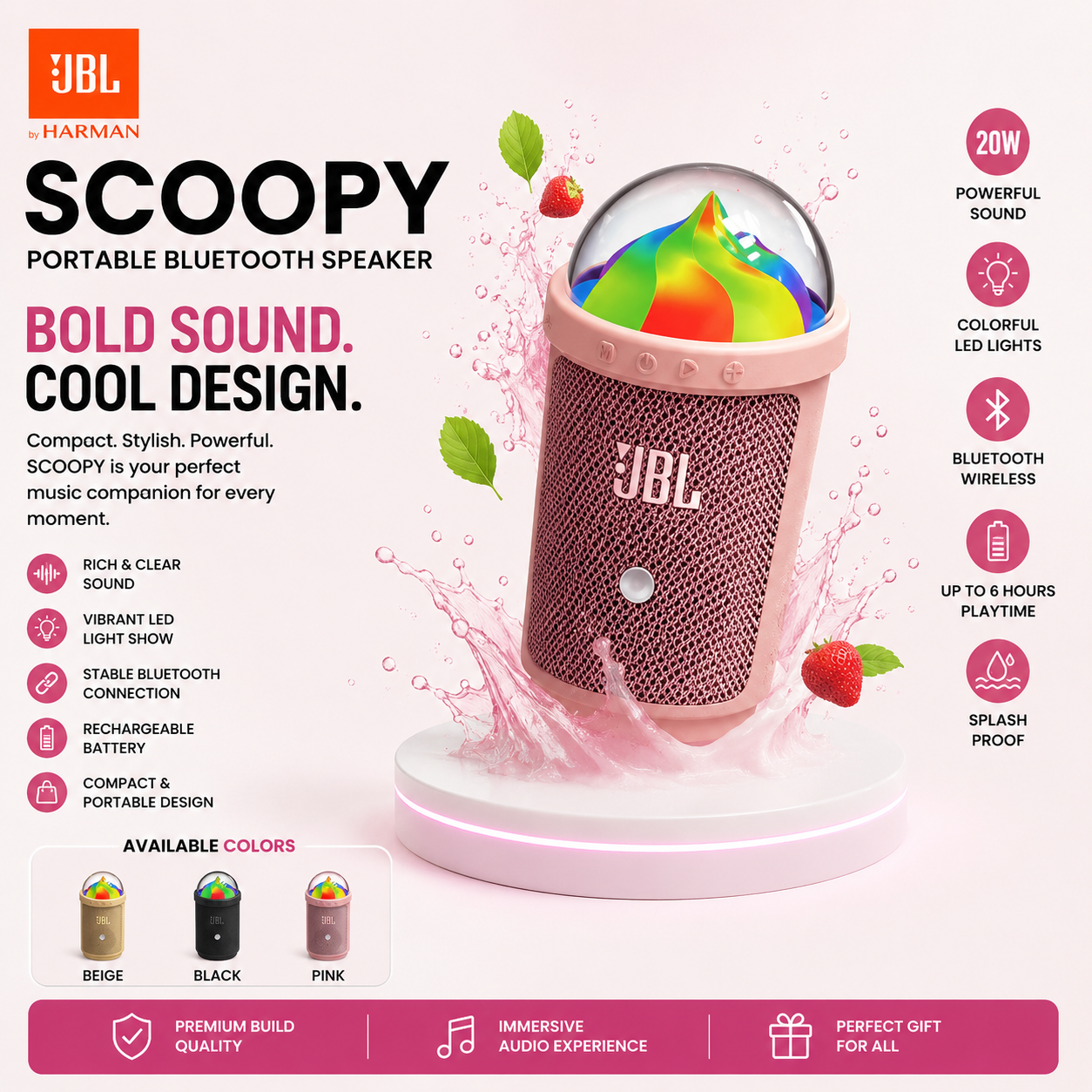 JBL SCOOPY RGB Portable Bluetooth Speaker