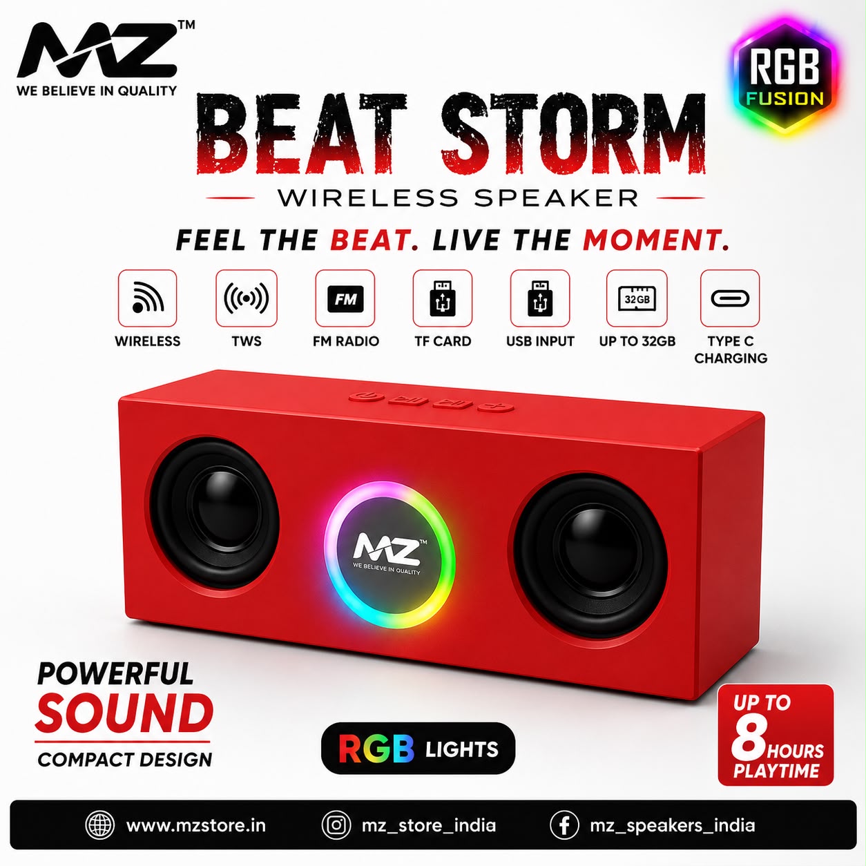Mz Beat Strom Wireless Bluetooth Speaker