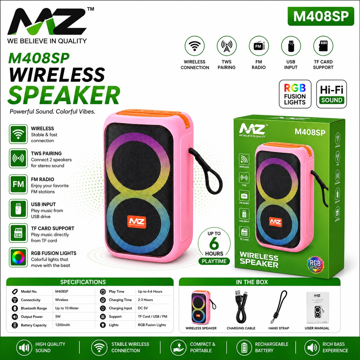 MZ M408 Wireless Bluetooth Speaker