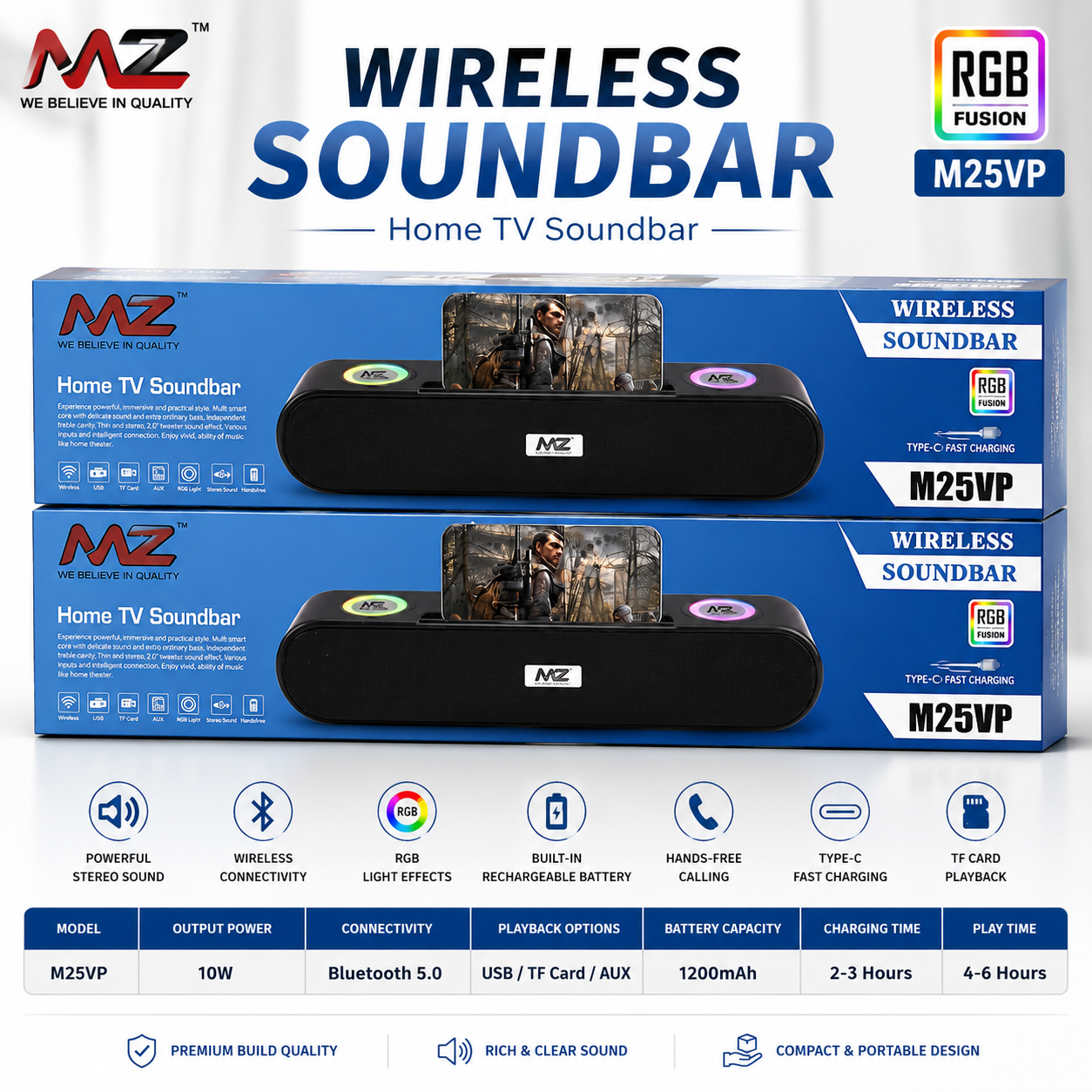 MZ M25Vp Wireless Soundbar Bluetooth Speaker