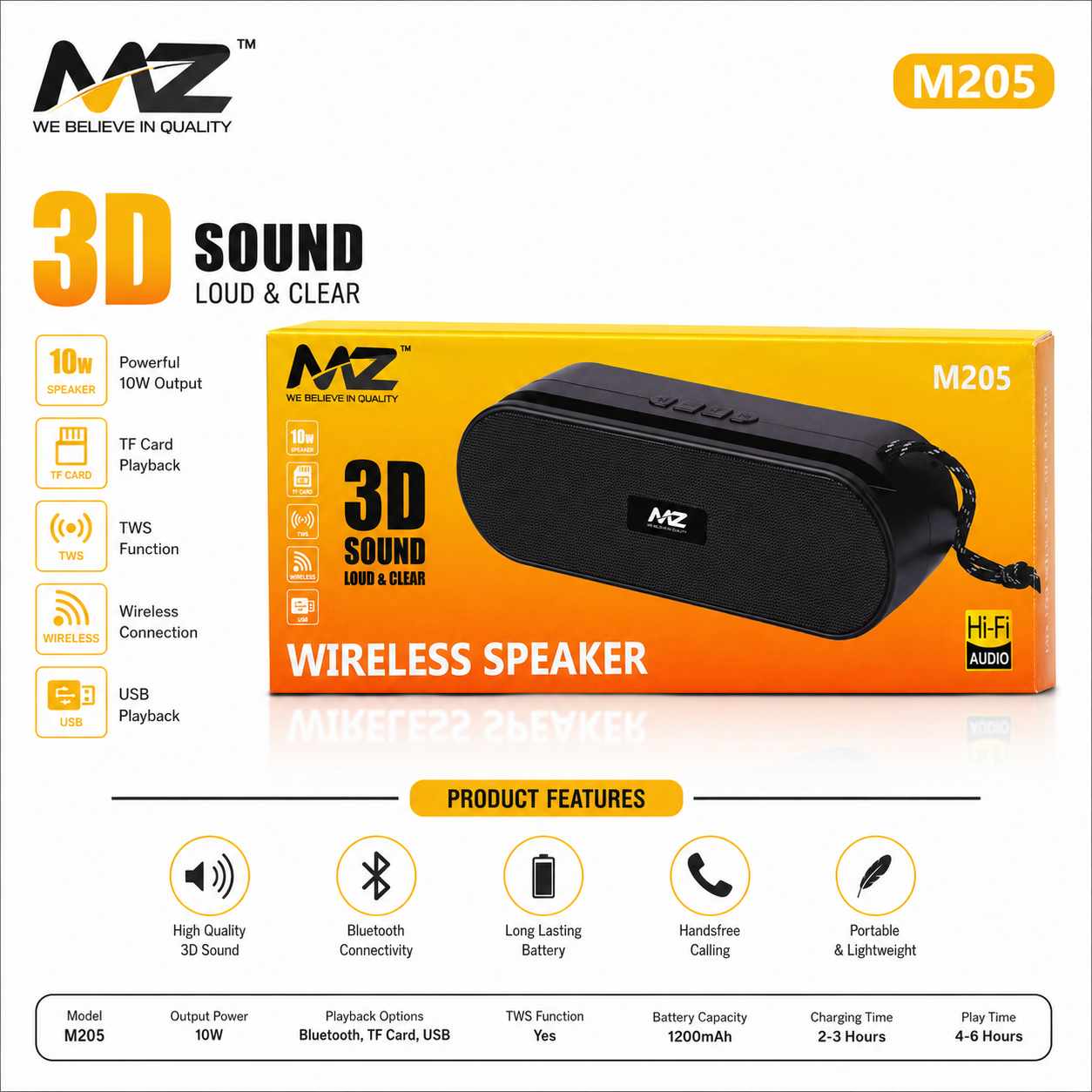 MZ M205 Wireless Bluetooth Speaker