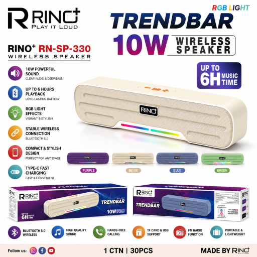 RINO TRENDBAR Wireless Bluetooth Speaker