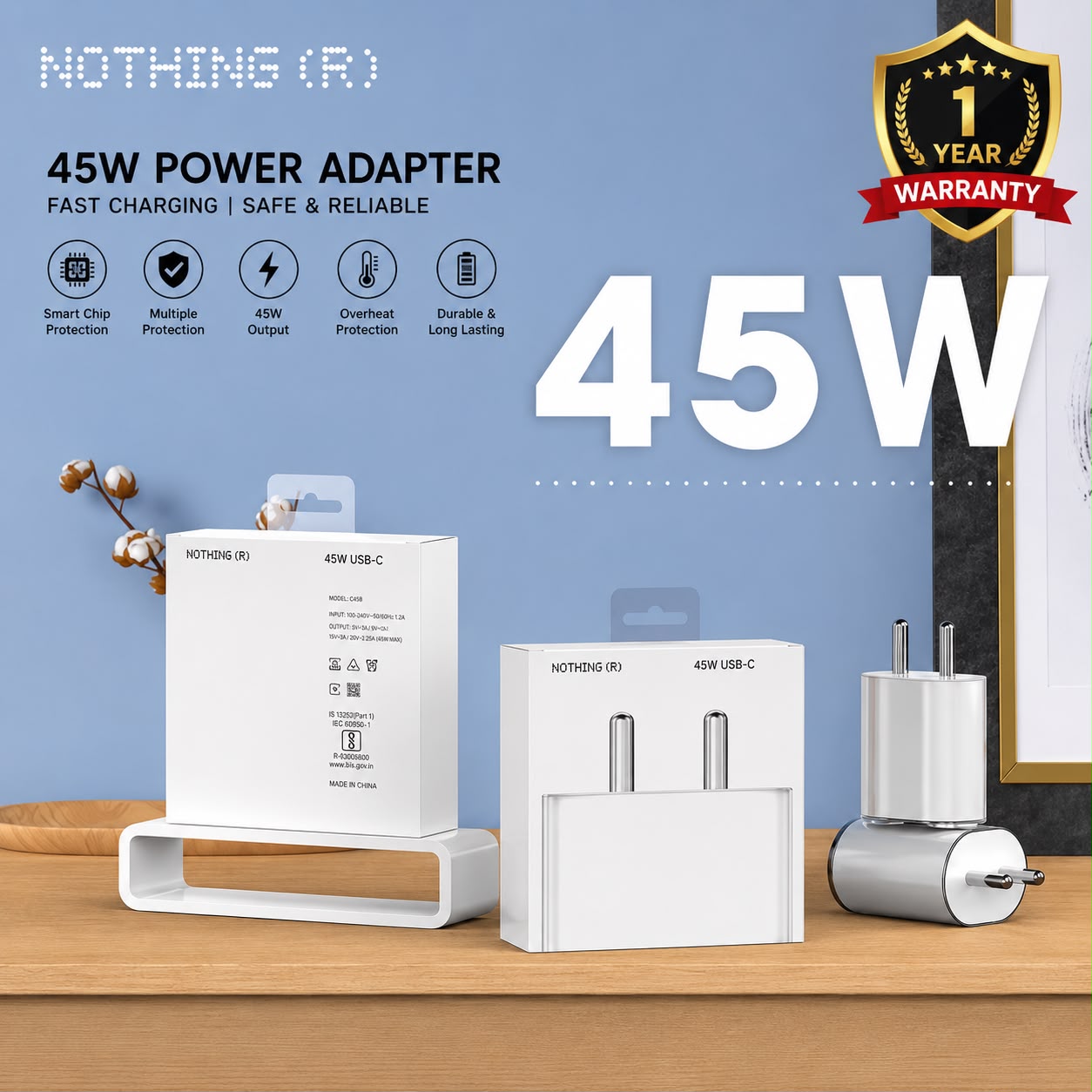 Nothing 45W Powar Adafter 1 Year Warranty