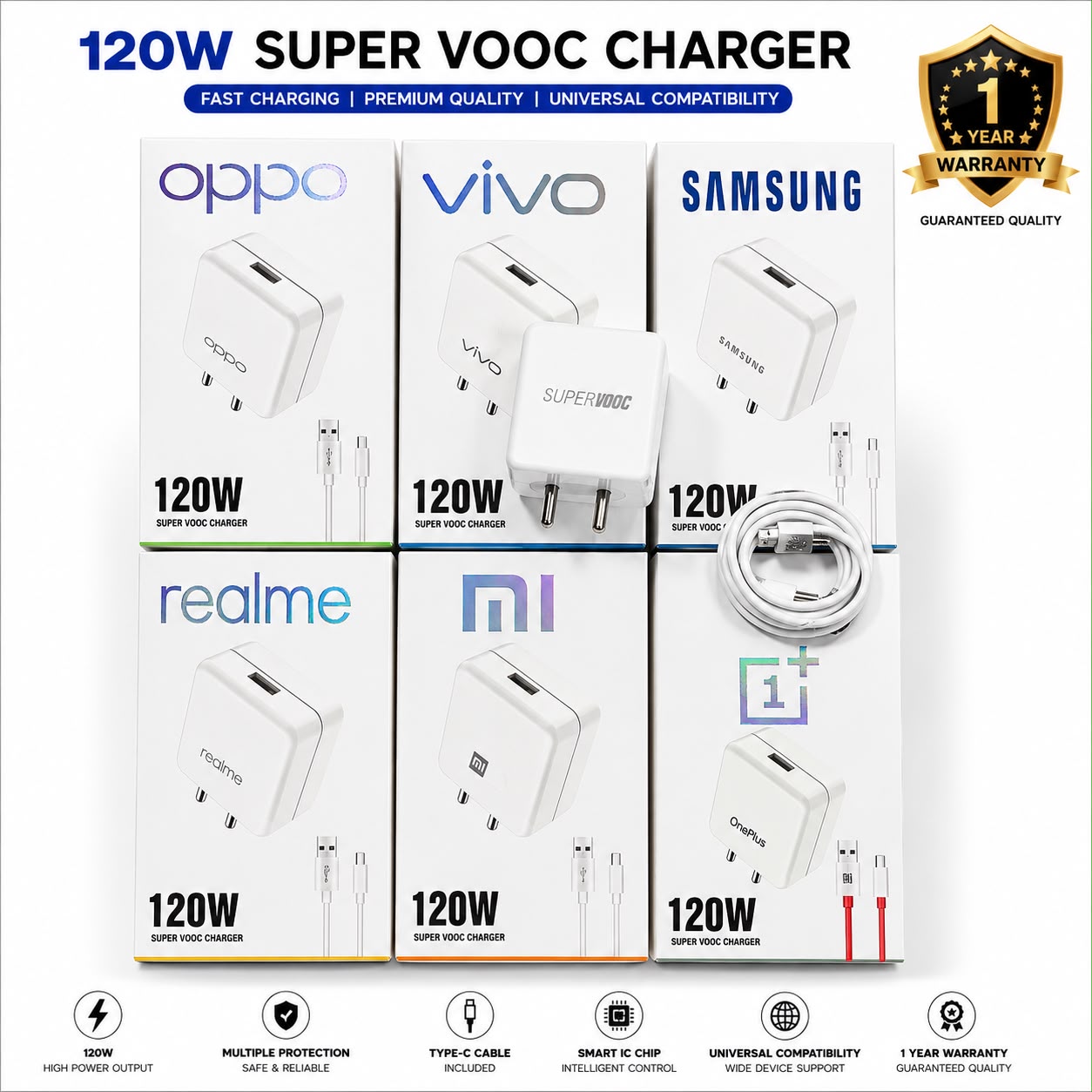 Mix 120W Og HIGH Quality Type c Charger 1 Year Warranty