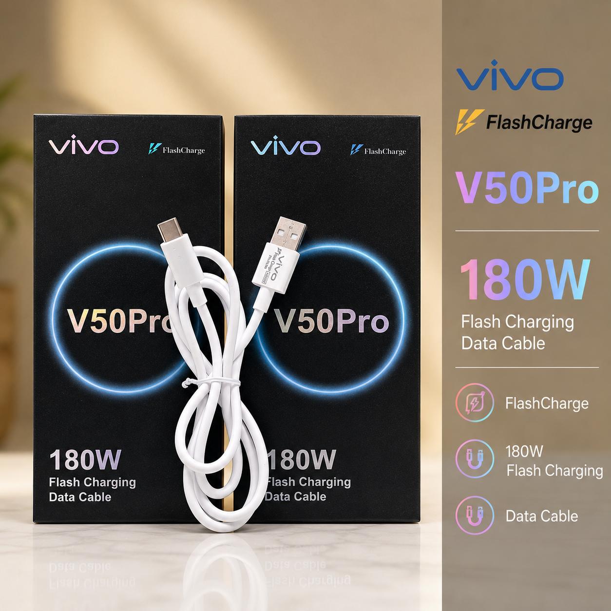 Vivo V50 Pro 180W Data Cable 1Y Warranty