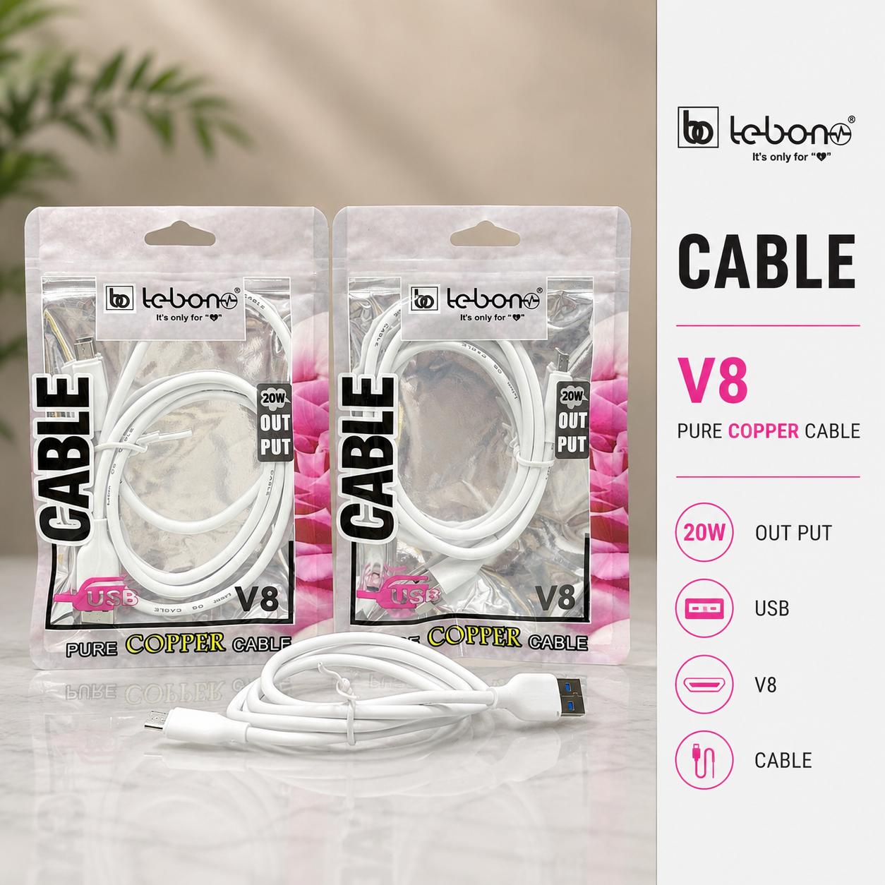 Lebon 2.4A Micro V8 Data Cable