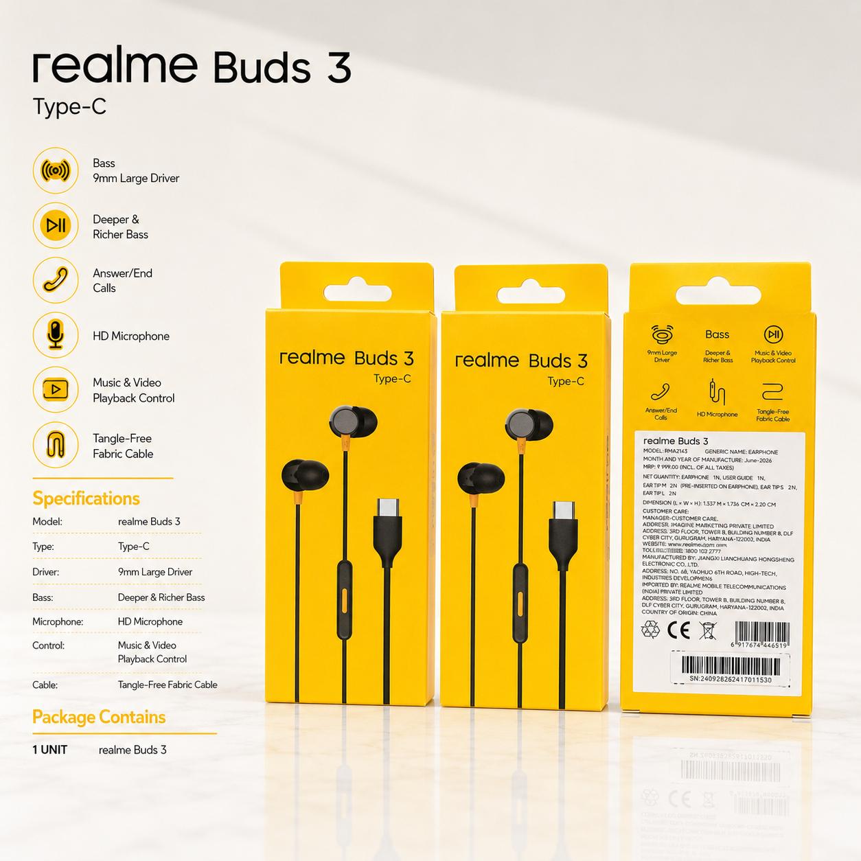Relame Buds 3 Care Type c Earphone