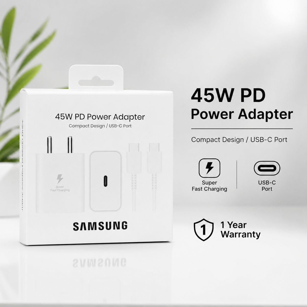 Samsung 45W PD Power Adapter with USB-C Cable (1Y Warranty)