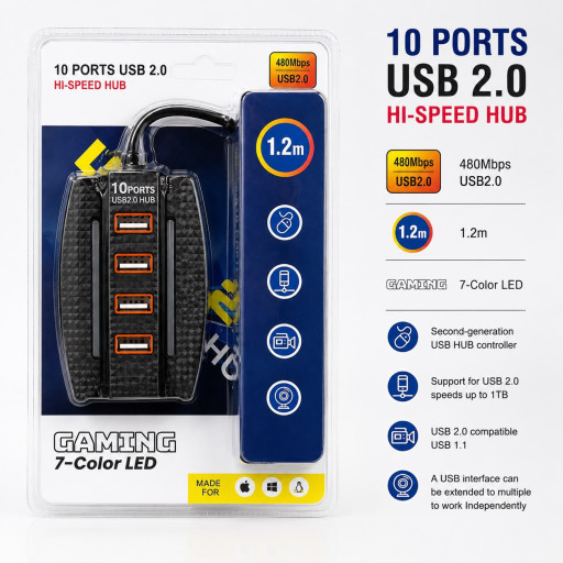 USB To 10Usb Hub 2.0A