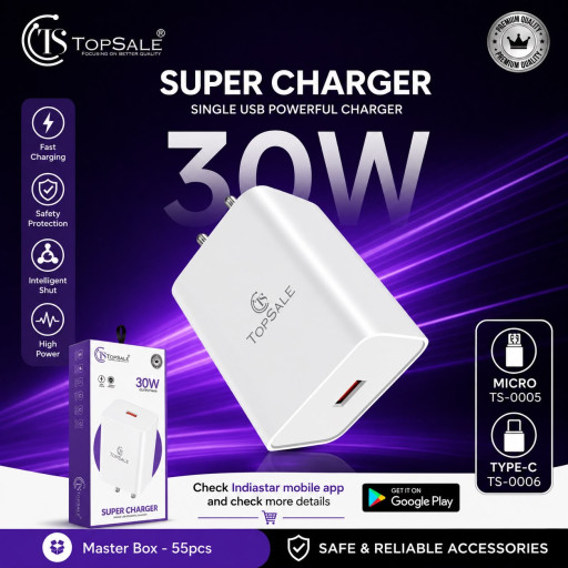 TopeSale 30W Supar Voov Type c Charger 1Y Warranty