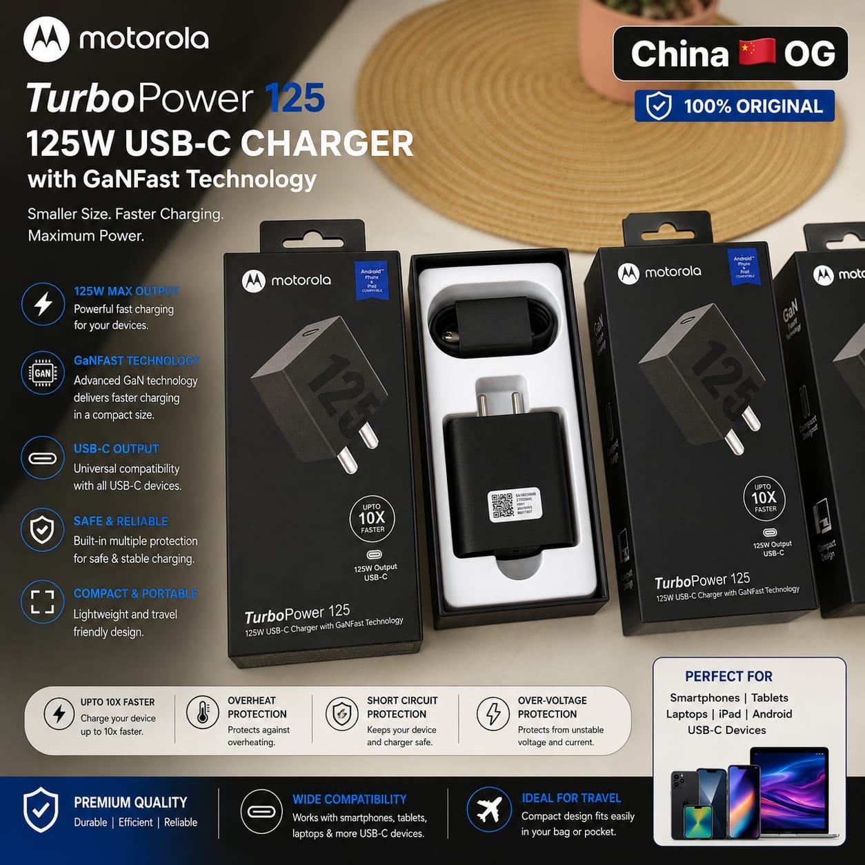 Motorola 125W Real Qulity Mrk Og charger