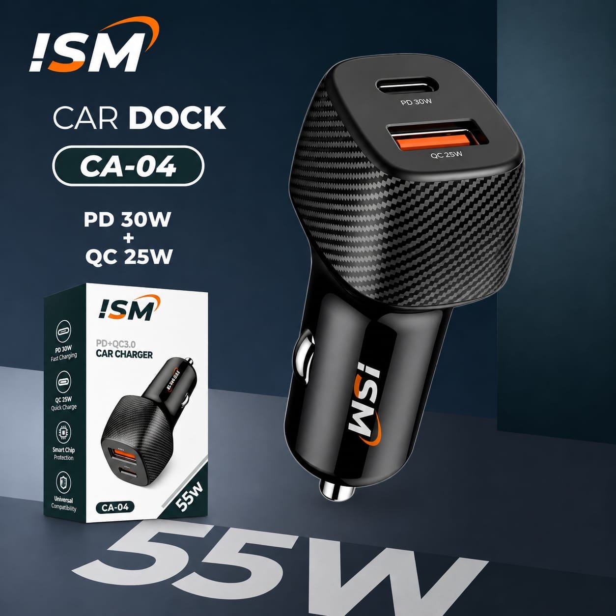 ISM ICA04 55W Car Charger Adafter