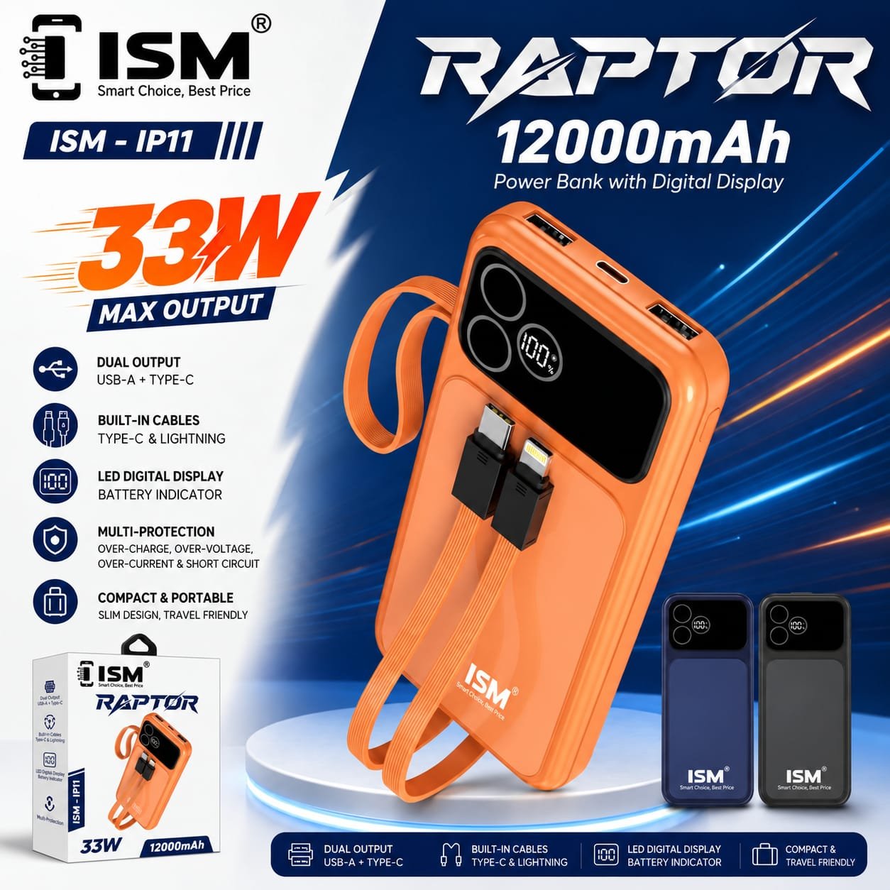 ISM 12000 Mah Raptor Power Bank – IP11