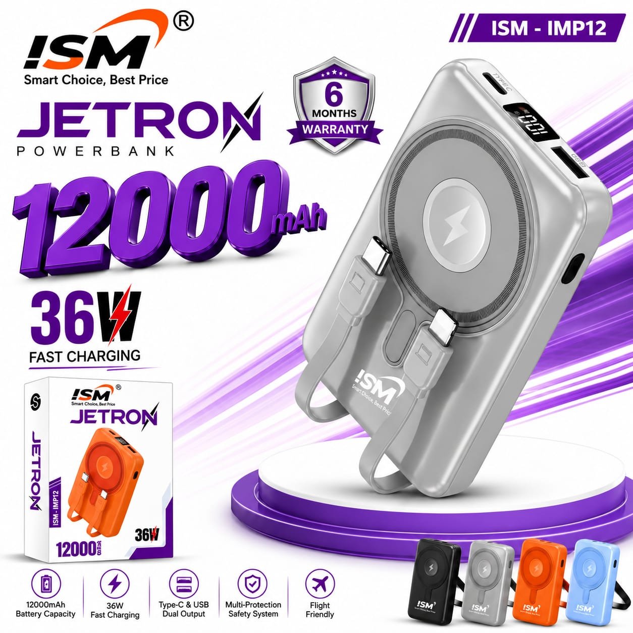 ISM IMP12 12000 Mah Powar bank 6M warranty