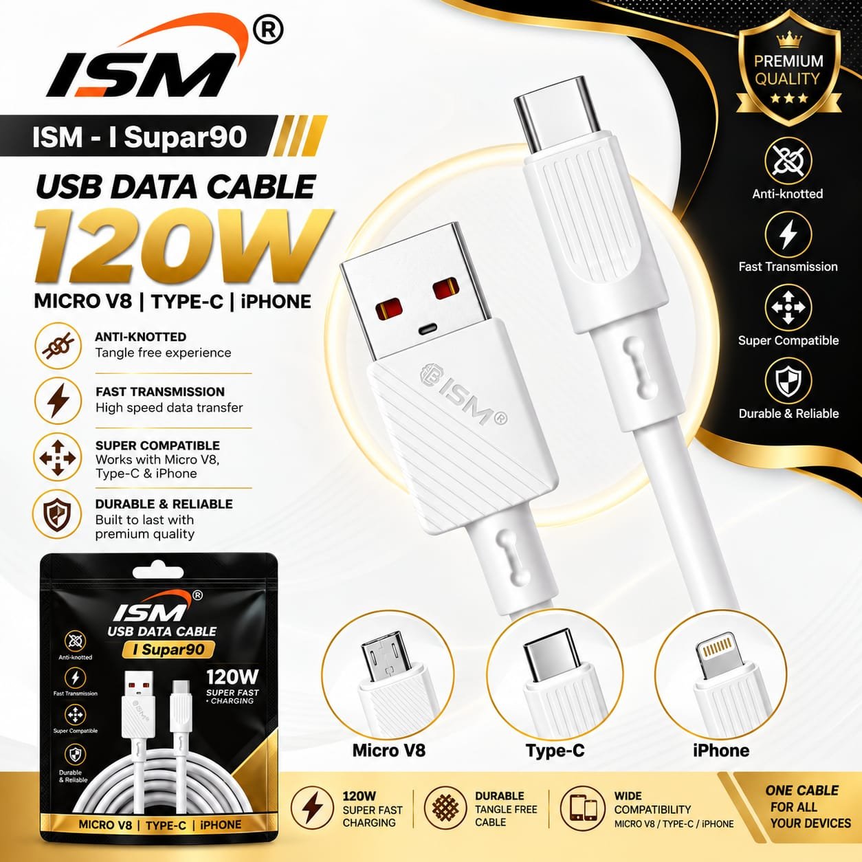 ISM Supar90 iPhone 120W Data Cable