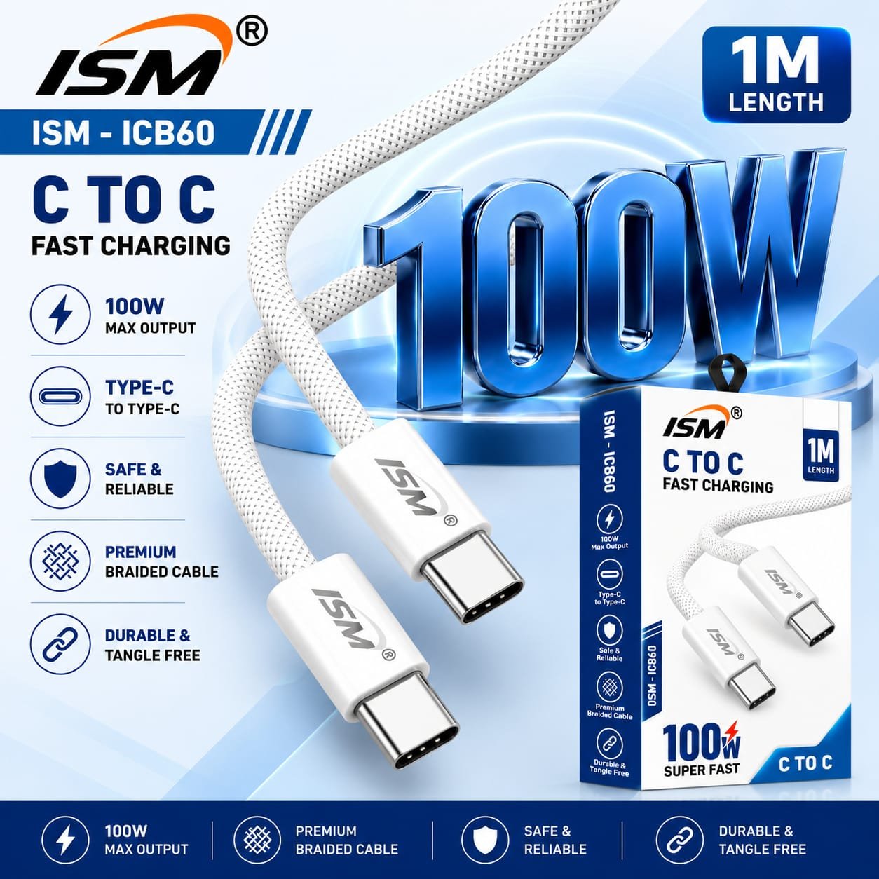 ISM - ICB60 C to C 100W Fast Charging Cable