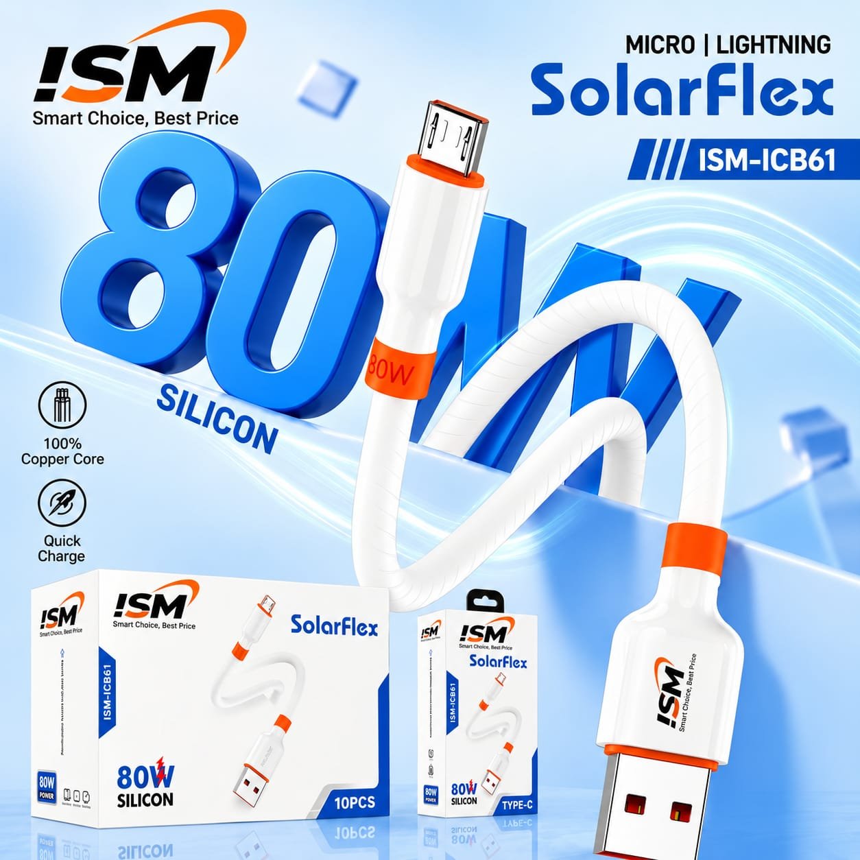 ISM ICB61 SolarFlex USB TO Iphone Data Cable [1Y]