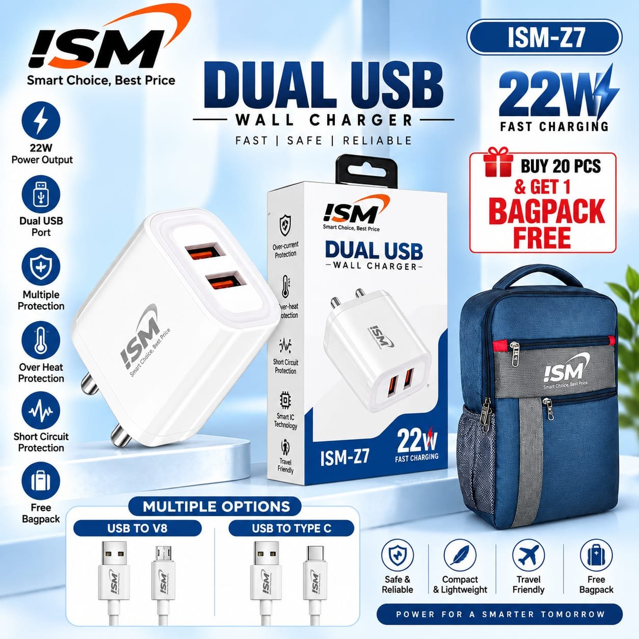 ISM Z7 V8 Sm Gold 22W V8 Mobile Charger (1 Year Warranty)