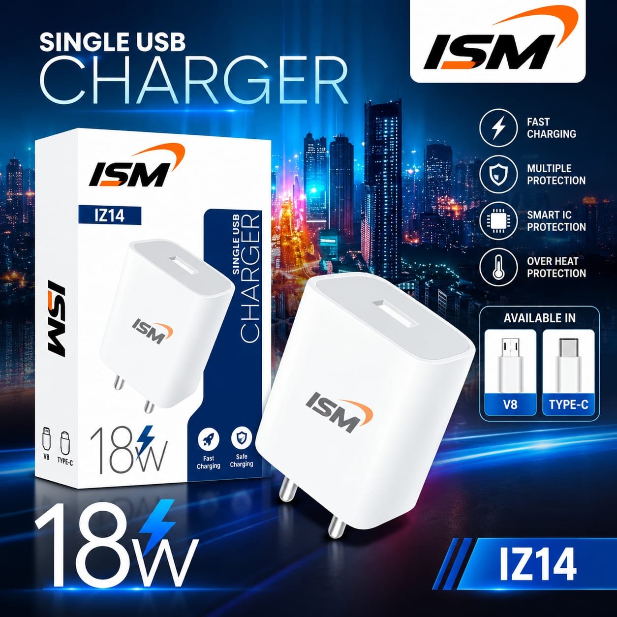 ISM IZ14 18W Type c  Mobile Charger 1Y Warranty