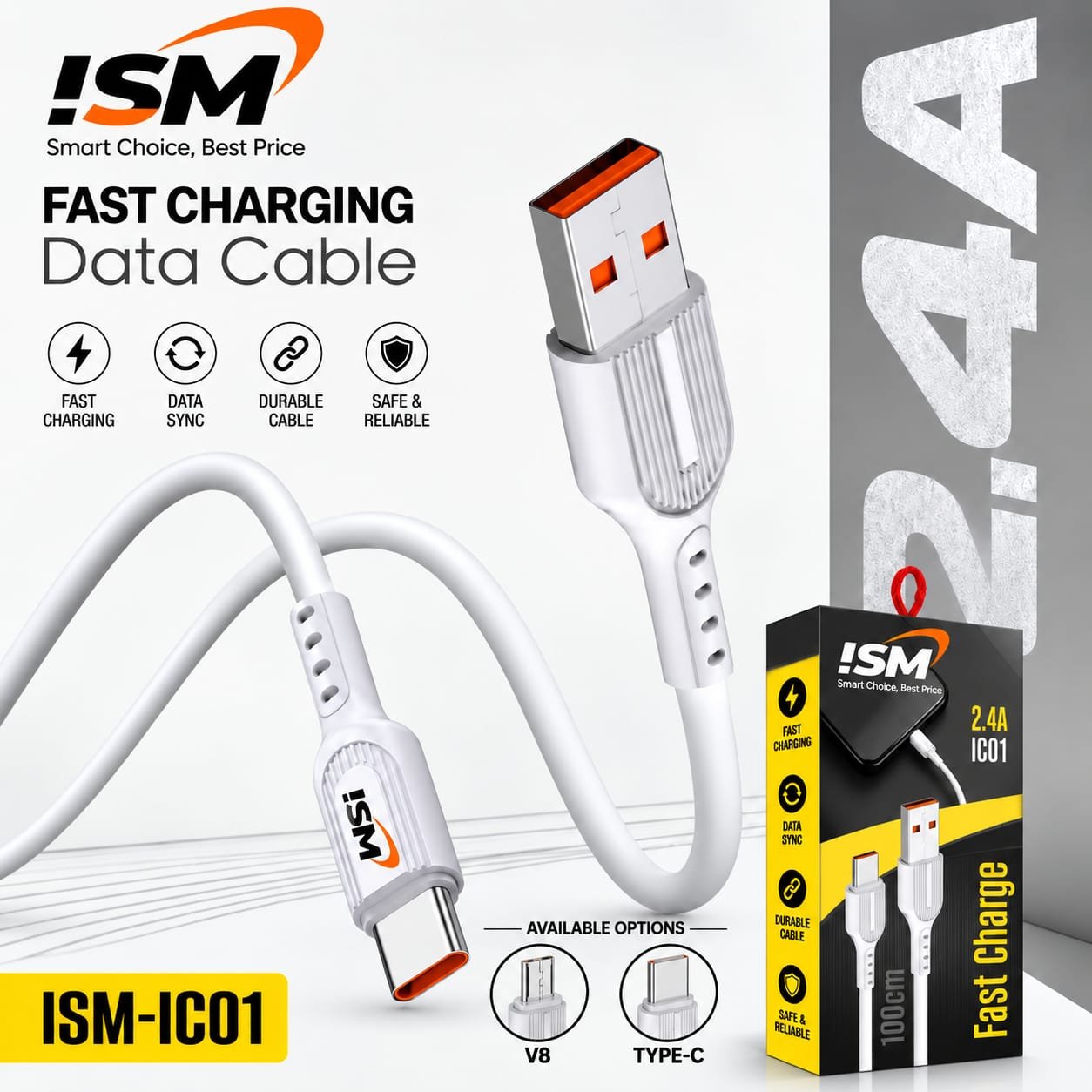 ISM IC01 2.4A Type c Cable 1Y Warranty