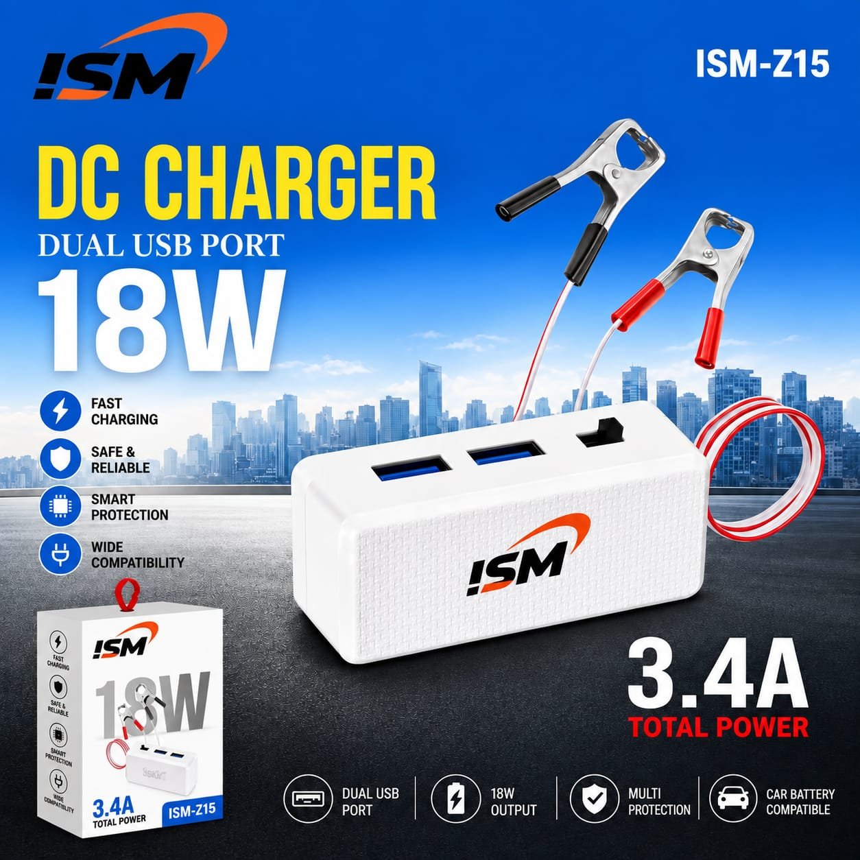ISM Z15 DC 18W Type C DC Mobile Charger 1Y