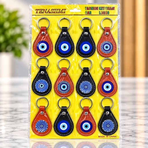 Evil Eye Leather Keychain