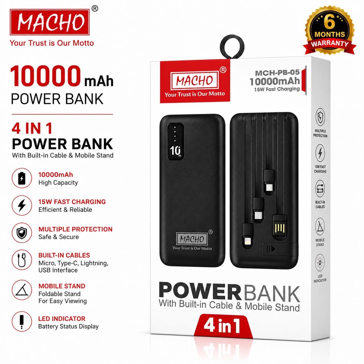 MACHO MCH - PB05 (10000Mah) 4in1 power bank