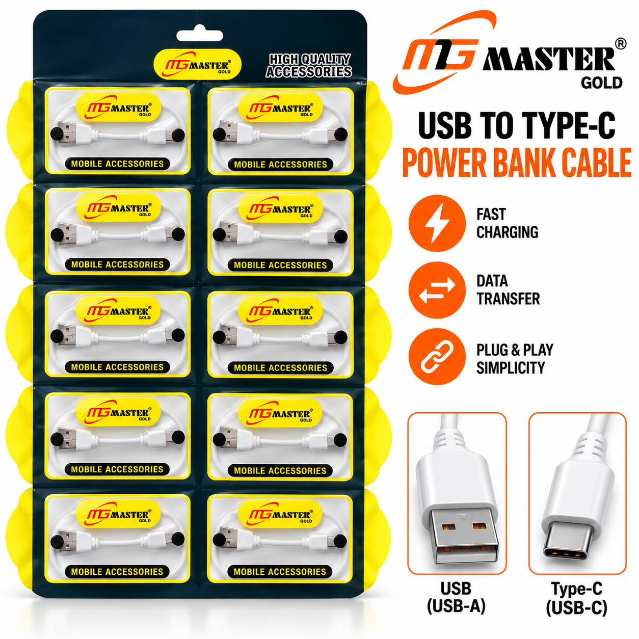 Mg Master Type c Wire Powar Bank Cable