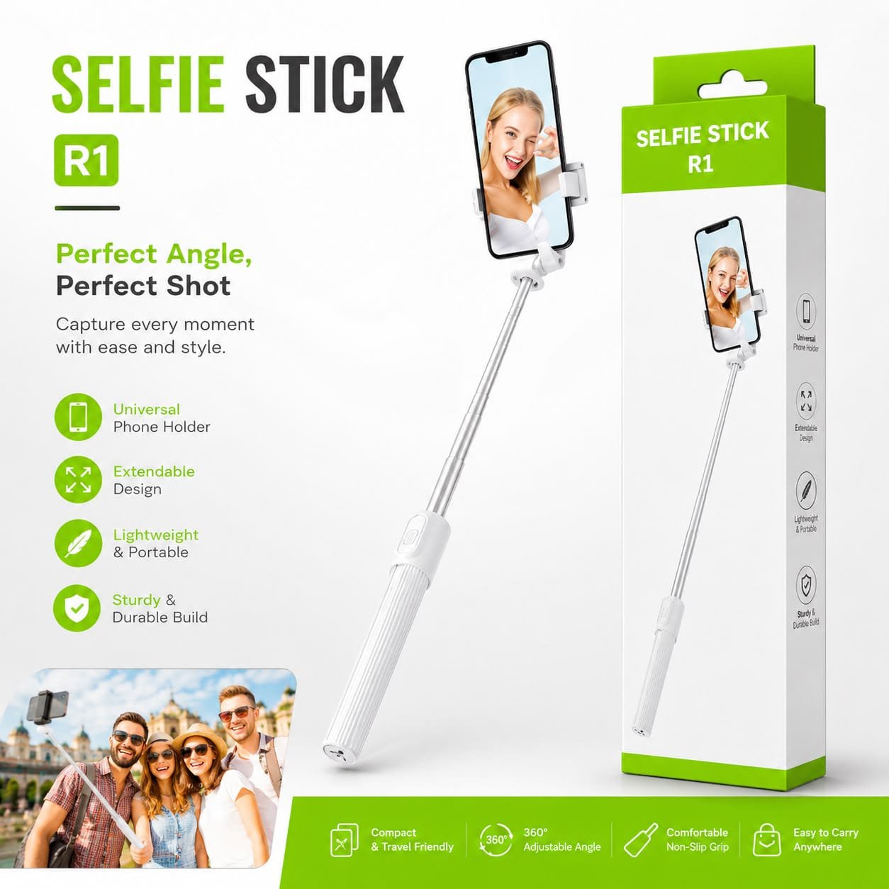 R1 Selfie strick Green Packing