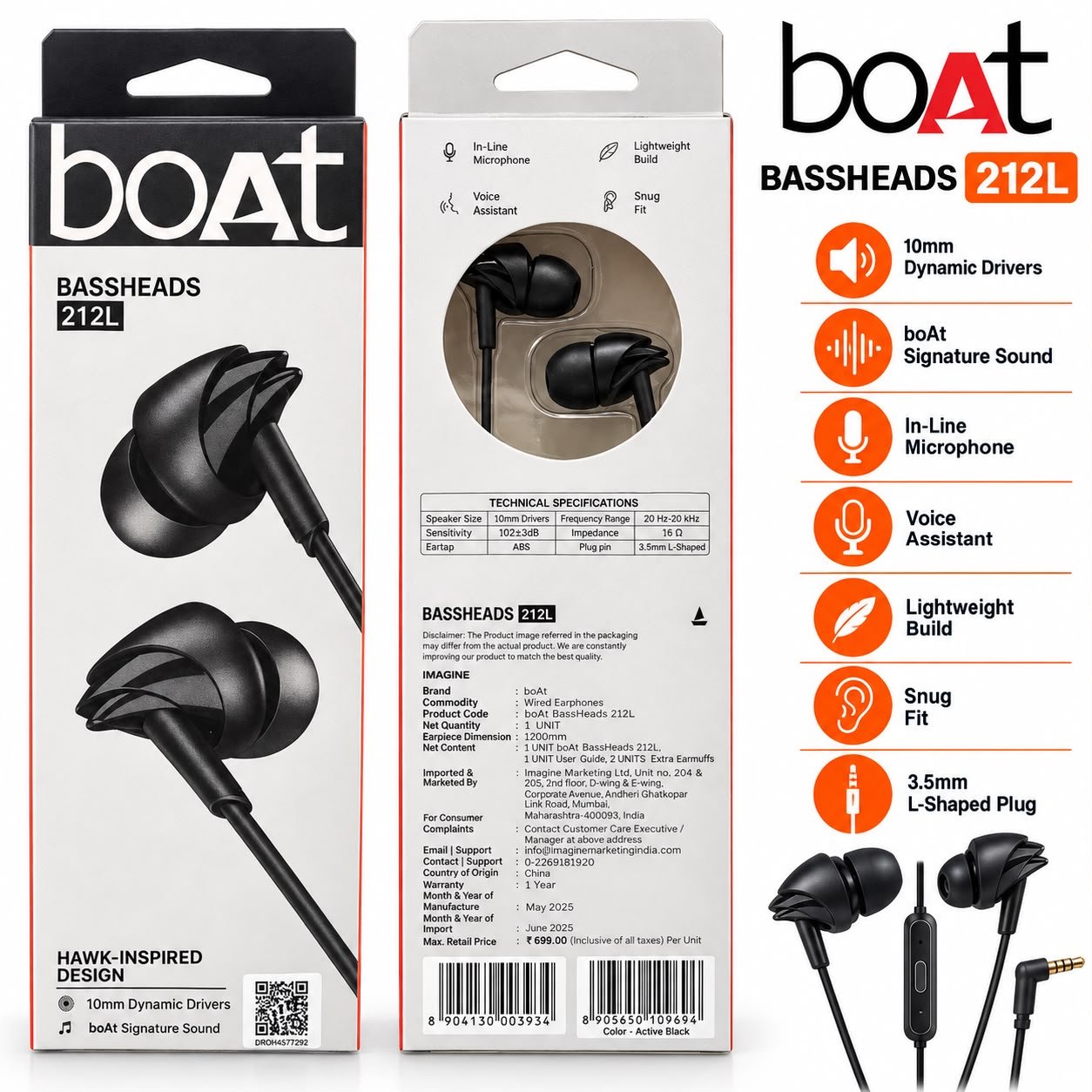 boAt BassHeads 212L Wired Earphones