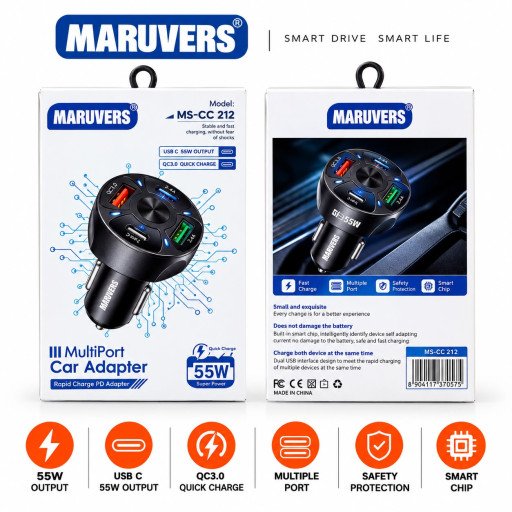 MARUVERS MS-CC 212 55W MultiPort Car Adapter