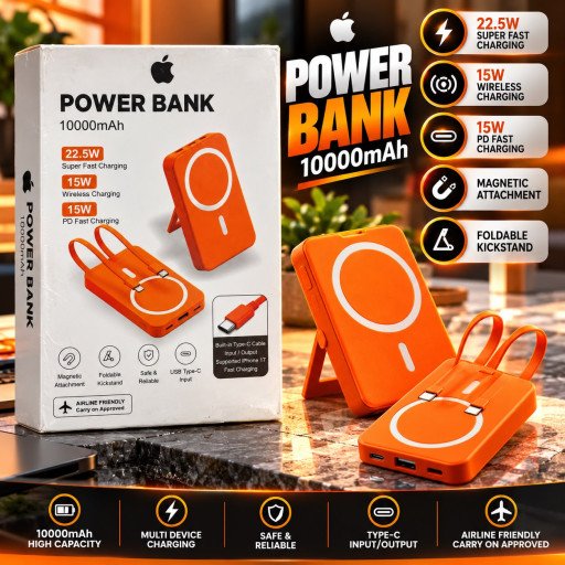 Apple Power Bank – 10000mAh Magnetic Wireless Power Bank