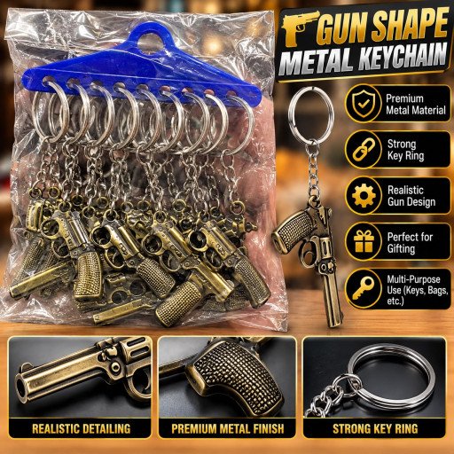 Metal Mini Gun Keychain