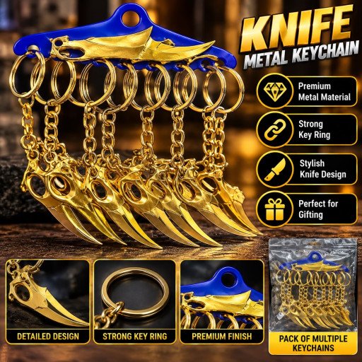 Golden Knife Metal Keychain